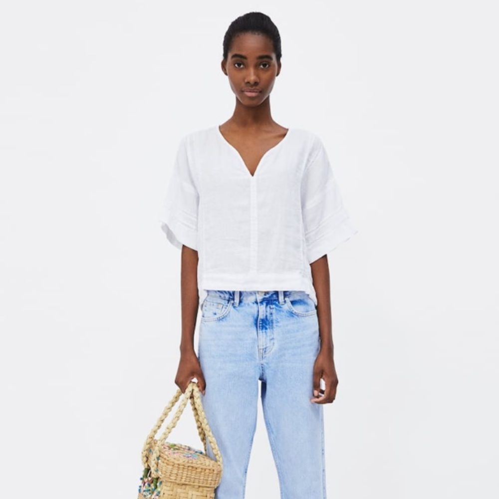 Zara Linen Lace Top